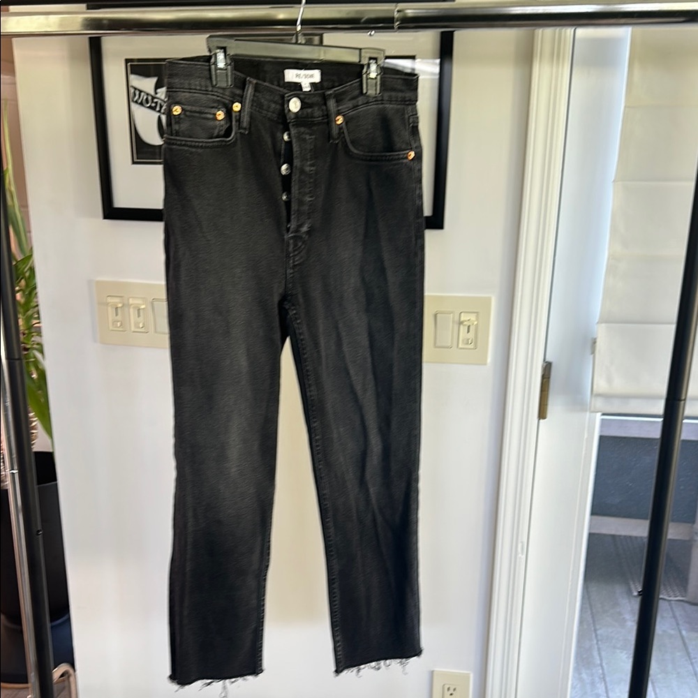 Re/done black straight leg jeans size 28